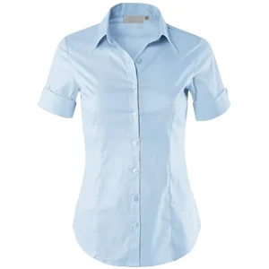 Lady Short Sleeve Office Dress Shirt Woman