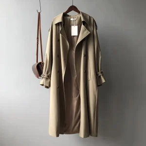 Lady Spring Korean Style Oversize Long Trench Coat Women’s Fashion Long Coat with Belt