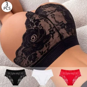 Ladymate ODM OEM Tangas Encaje Para Mujer Women’s Sexy Floral Lace Panties Underwear Low Waist Panty Sexy Transparent Thongs