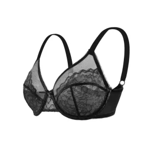Large Size Underwear Thin Mesh Lace Breathable Plus size Lingerie Mesh Gathering Bra