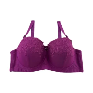 Large Size Women’s Underwear Breathable Push up Underwire Lace Embroidery D Cup Bra with Criss Cross Back Underwear for Lady
