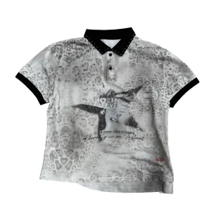 Leopard Print Rivet Black White Color Block Polo Graphic Men’s T-shirts Women’s Custom Oversized