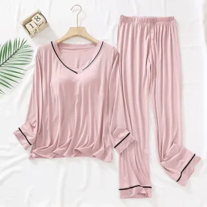 Lightweight Long Sleeve Pajamas No Bra Needed Lightweight Loungewear Women’s Modal Loungewear All in One Comfortable Pajamas