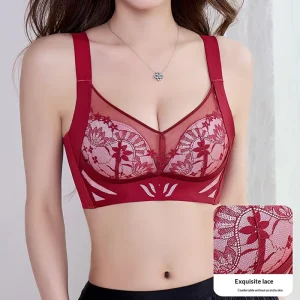 Lightweight Mesh Sexy Deep V Comfortable Side Smoothing Seamless Invisible Sport Women’s Lace Bra for Women