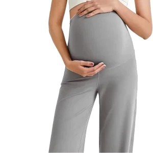 Lightweight Summer Wide Leg Pants for Pregnant Women Built In Abdomen Support Maternity Clothing