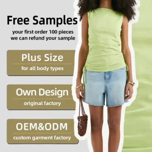 Lime Green Casual Turtleneck Sleeveless Slim Fit Women’s Drawstring Tank Top Summer Breathable Stretchy Chic T-Shirt
