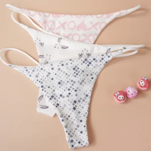 Logo Custom Sexy Women’s Big Plus Size Double-Layer Fitness Training Workout Yoga Cotton Underwear T-back Panties Thong G String
