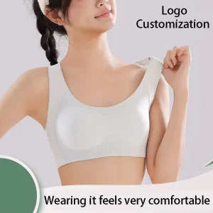 Logo Customization Student Girls’ Puberty friendly Underwire free Full cup Antibacterial Nylon Solid Gothic Vest style Bra