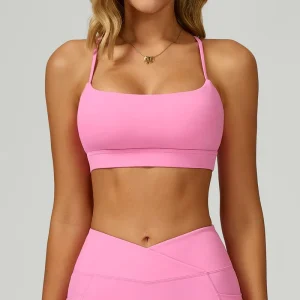 Logo Gym Spaghetti Strap Beauty Back High Elastic Lightweight Slim Fit Women Crop Top