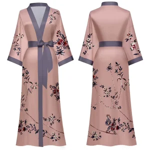 Long Robe Sleep Pajama Sexy Luxury Satin for Women Night Dress for Girls Polyester Pajamas Women Sleepwear