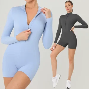 Long Sleeve Jumpsuits Women’s Short Yoga Set Tracksuit Sexy Sports Overalls One Piece Fitness Suits Gym Workout Romper