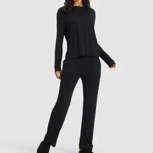 Long Sleeve Lounge Tee & Pant Set Women’s Bamboo Jersey Pajamas Two Piece Lounge Set Sustainable Women’s Pyjamas Custom Homewear