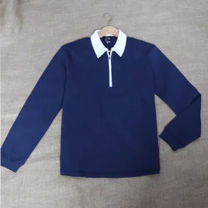 Long Sleeve Quarter Zip Golf Polo Custom Logo Moisture Wicking Sportswear Golf Polo Shirt
