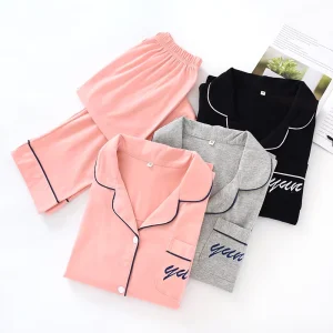 Long Sleeve Top and Pants Adult Pajama Set Simple and Elegant Women’s Loungewear Women Pajamas Sleepwear