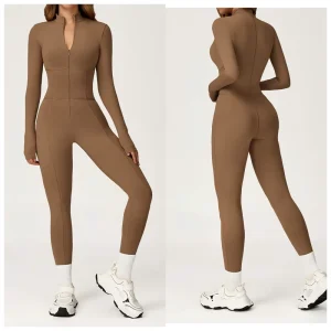 Long Sleeve Warm Bodysuit Gym Fitness Rompers Workout Jumpsuits Women One Piece Active Wear Yoga Jumpsuit