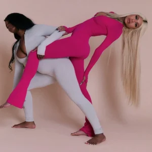 Long Sleeve Zip up One Piece Gym Yoga Women’s Jumpsuits Custom Workout Spandex Jumpsuit Women Bodycon Flared Rompers