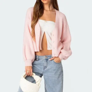 Long Sleeved Cardigan Sweater Solid Color Women’s Cardigan Sweater