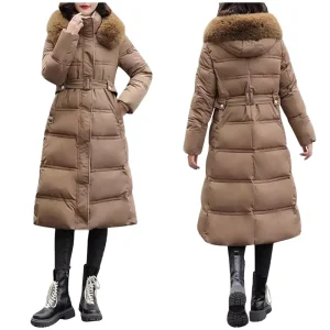 Long Winter Coat Women Snow Wear Warm Parkas Hooded Large Fur High Street Office Lady Jacket Padded Clothing Jackets