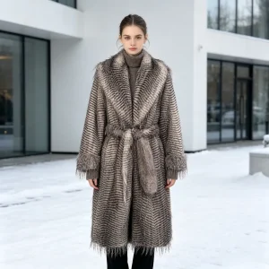 Long Women’s Fur Coat Warm and Cozy Plush Coat for Fall and Winter Factory Direct Custom Made