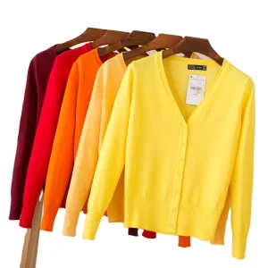 Loose Casual Short Knit Women’s Cardigan Thin Spring Long Sleeve Shawl Jacket Knitted