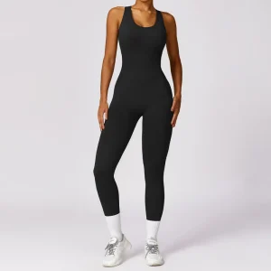 Loose Leg Seamless Tummy Control Jumpsuit Women’s Yoga Bodysuit With Back Hole Rompers Sports Workout Romper Playsuits