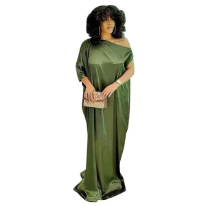 Loose Plus Size Women’s Clothing Autumn Winter New Girl’s Dress Short Sleeved Gold Simple Casual