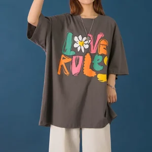 Loose Wear Hip Hop Printing Girl T Shirts Cotton Women Tees