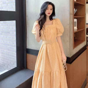 Loose Women’s Summer Lace Woven Pleated Dress Casual Series