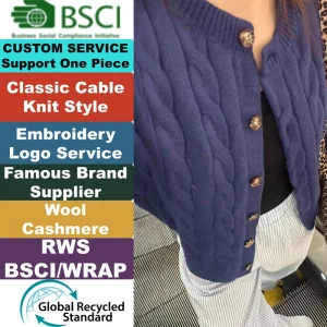 Low Moq Custom Logo RL Sweater Cable Knit Women Knitted Wool Sweater for Winter Cardigan Wanita Maglione