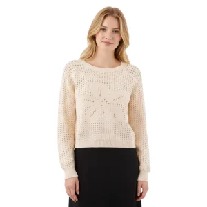 Low Moq Custom Women Knit Sweater Crew Neck Raglan Sleeve Hollow Out Women Knit Pullover