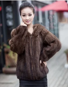 Luxurious High Quality Import Mink Fur Coat for Women Casual Style Winter Parka in Plus Size