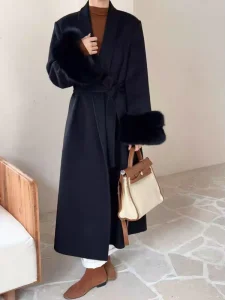 Luxurious and Elegant Wool Cashmere Elegant Long length Grand Women’s Slim fit Classic Coat