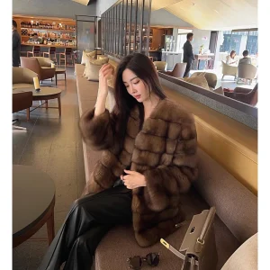 Luxury Fur Winter Coat Mink Coat Natural Fur Sable Grade Casual Streetwear Fur Coat