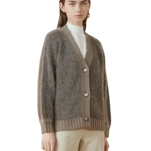 Luxury Vintage Women’s Sweater Coat Custom Alpaca Angora Wool Versatile Knitted Cardigan Autumn Winter Casual Pure Front