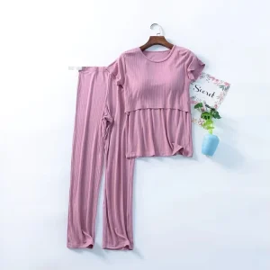 M 3XL Maternity Nursing Set 2pcs set Pregnant Women’s Sleepwear Modal Breastfeeding Pajamas Set for Pregnant Women