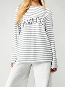 MTL1003 Custom Print Embroidered Stripe T Shirts Women’s Men’s Long Sleeve T Shirts