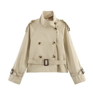 MYST&ZA Women’s Clothing Summer New Style Elegant Commuting Versatile Short Windbreaker Jacket with Waist Buckle 1264870