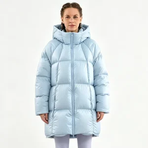 Manufacture Women’s Plain Warm Winterwear Coats Cotton Coat Mid length Zippered Hooded Windproof of Women’s Winter Coat