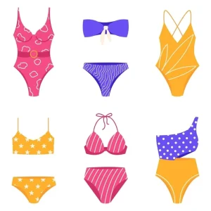 Manufacturer Custom Logo Women’s 2-Piece Swimwear Sets Striped and Plaid Beachwear Bikini with High Fashion Style