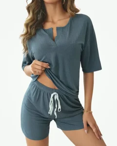 Manufacturer Custom Short Summer Pyjamas for Ladies Women’s Sleepwear Sets Bamboo Clothes Viscose Lounge Wear Set