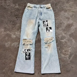 Manufacturer Custom Streetwear Embroidery Patch Distressed Ripped Acid Washed Cotton Denim Men Baggy Jeans Pants