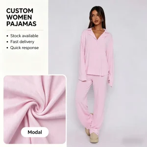 Manufacturer Direct OEM ODM Custom Women’s Modal Pajama Set Soft Breathable Loungewear Two Piece Sleepwear for Sring Summer