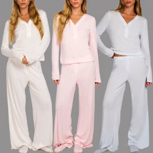 Manufacturer for Custom Printing Pijamas Woman Bamboo Modal Cotton Pointelle Pyjamas Femme Pjs Pj Pajamas for Women Sets
