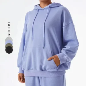 Manufacturers Custom Logo Sportswear Sweat 2 Piece Oversized Cotton Blank Women’s Hoodies & Sweatshirts Jogger Set Tracksuit