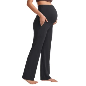 Maternity Clothes Pregnant Women Soft Straight Leg Yoga Pants Super High Waist Maternity Yoga Pants Breathable Gym Clothes