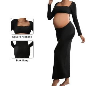 Maternity Dresses Pregnant Women Maternity Photography Dresses Summer Fashion Breathable Solid Color Maternity Dress