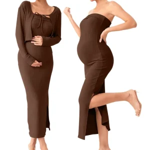 Maternity Dresses Pregnant Women Pregnant Woman Party Maternity Dress Set Pregnancy Friendly Casual 2 Piece Outfit