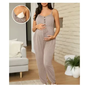 Maternity Home & Daily Wear Maternity Shoulder Strap Casual Jumpsuit for Nursing Women’s Jumpsuits