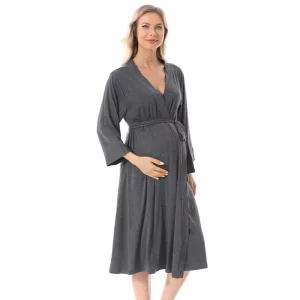 Maternity Pajamas Pregnant Women Lounge Wear Breastfeeding Wrap Dress Hospital Nursing Robe Plus Size Soft Fabric