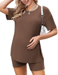 Maternity Pajamas Set Women’s Short Sleeve Pregnant Sleepwear Short Sleeve Casual Maternity Clothes